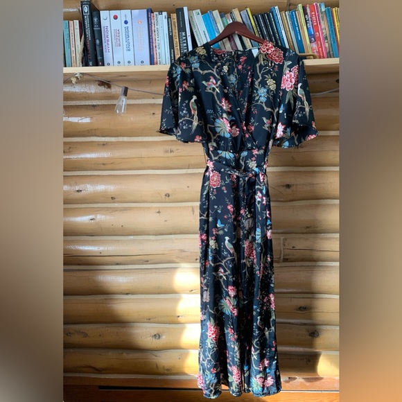 H&M Pants - H&M Black Floral Jumpsuit with Belt